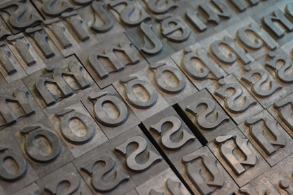 letters from an old letter press in the National Print Museum in Dublin